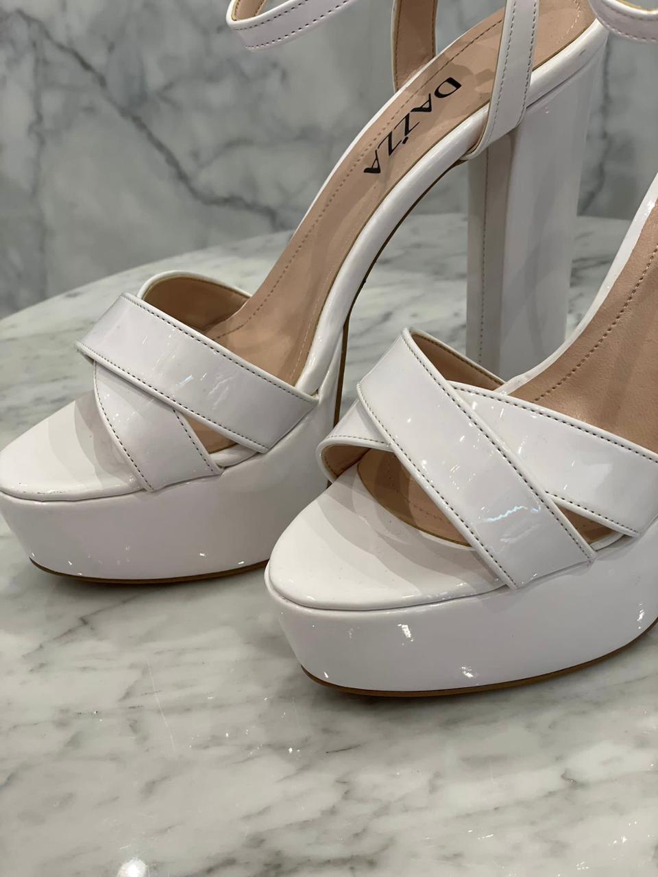 White Glossy Platform Sandals