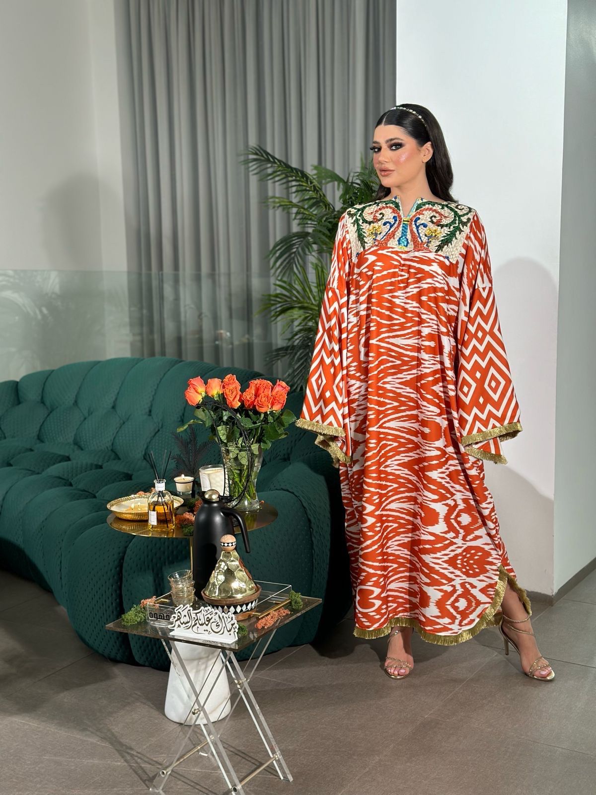 Orange Tribal Kimono / F
